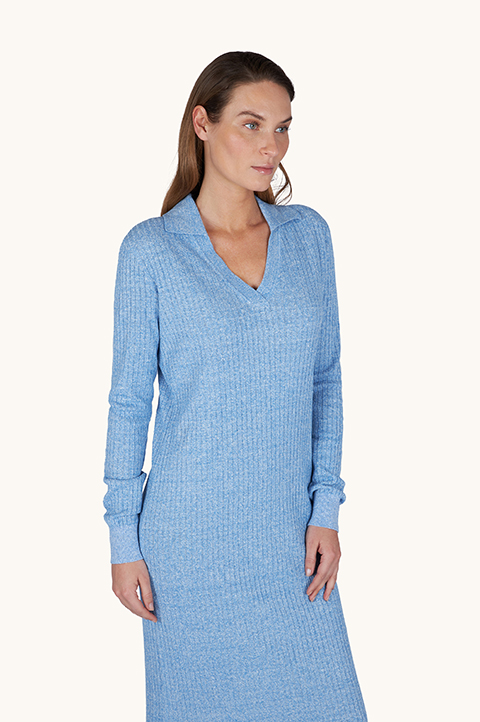 Vestido de canal&eacute; en lino y algod&oacute;n Urukai