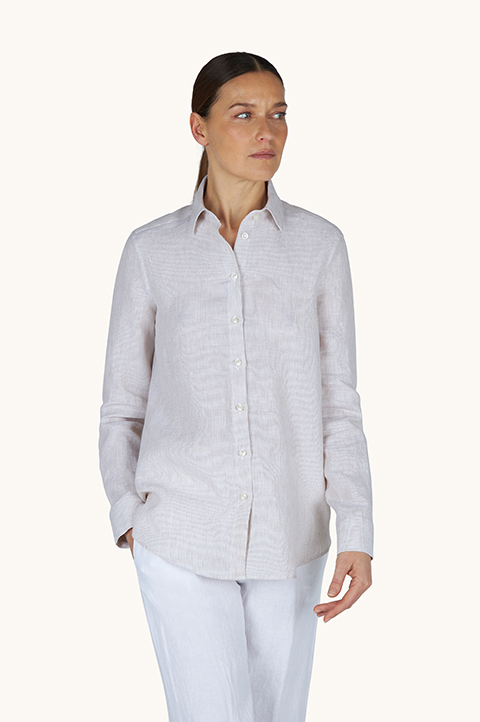 قميص من الكتان Soffio بنقشة مخططة