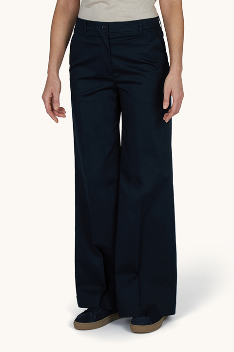Stretch cotton satin trousers