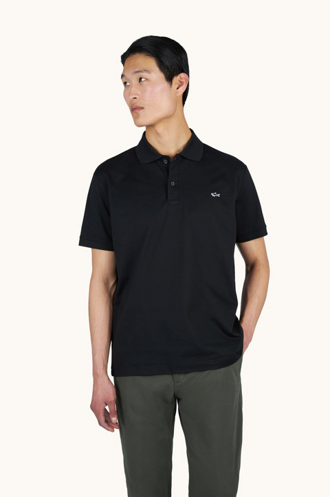 Polo en coton Double Piqu&eacute; avec broderie Shark