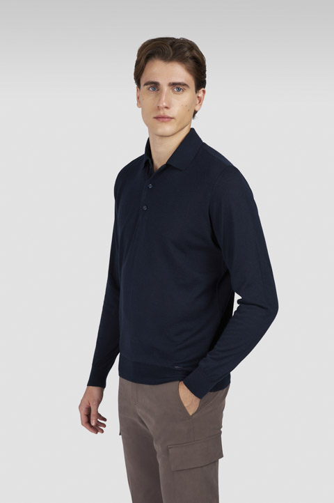 Ultrafine Merino wool polo shirt with Shark embroidery Ultrafine Merino wool polo shirt with Shark embroidery