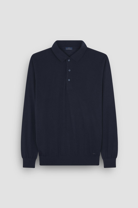 Ultrafine Merino wool polo shirt with Shark embroidery