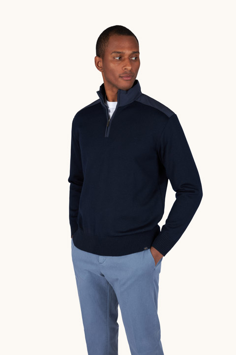 Maglia mezza-zip in lana Soft Cool Touch con dettagli in Typhoon&reg; Re-4x4 Stretch