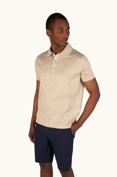 Polo in jersey di cotone Double Mercerised con ricamo Shark Fin