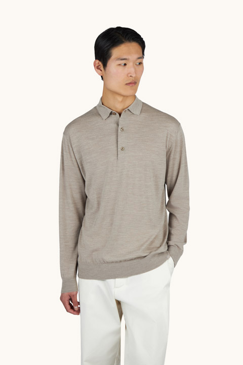 Polo Shirt in 140's Superfine Merino Wool
