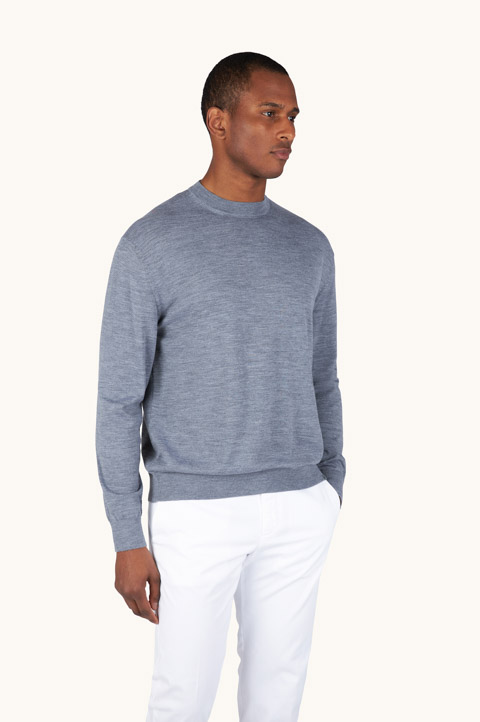 Rundhalspullover aus superfiner 140&rsquo;S Merinowolle