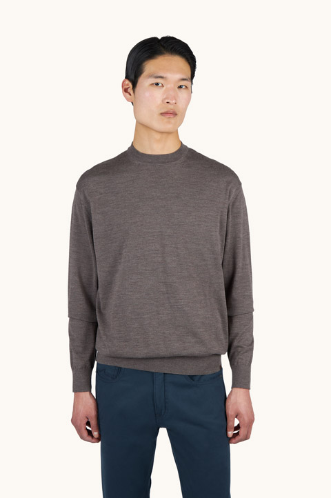 Rundhalspullover aus superfiner 140&rsquo;S Merinowolle