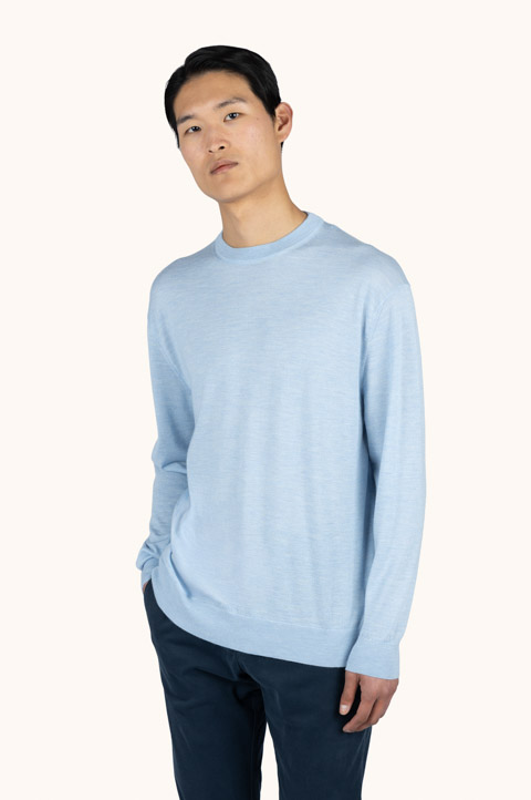 Jersey de cuello redondo en cachemira y seda