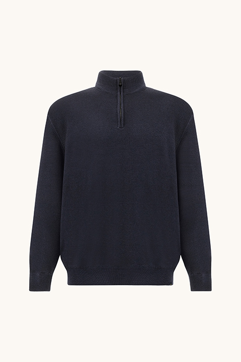 Garment-Dyed Half-Zip Wool Sweater