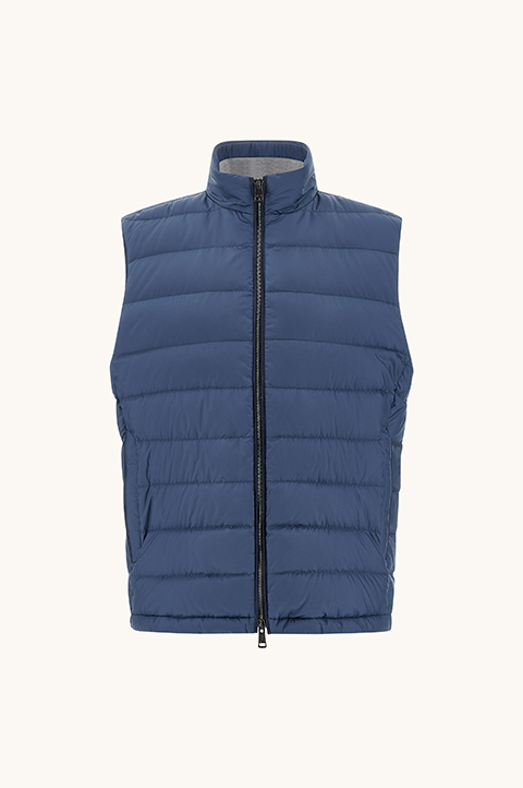 Technical Ultralight down gilet with Alcantara&reg; details