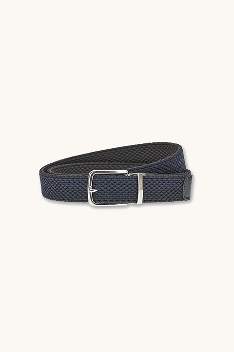 Reversible elastic belt with leather trims