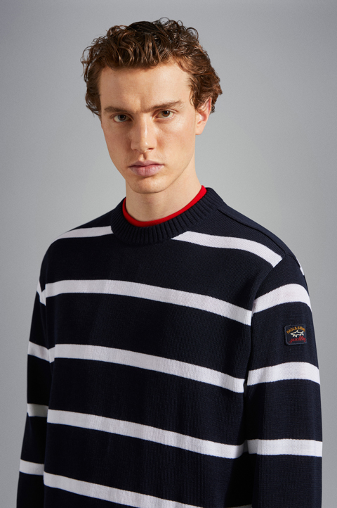 Bretagne wool crew neck with iconic badge | Paul & Shark 