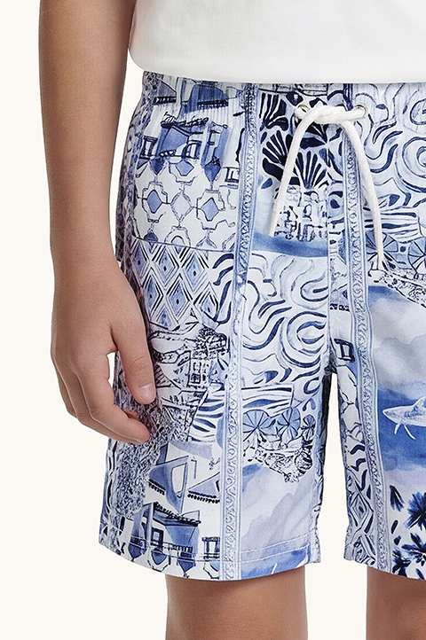 Swim shorts with Mikonos print