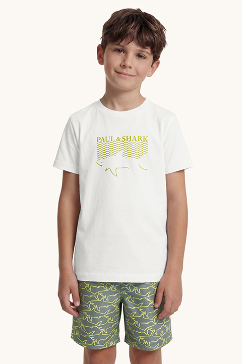 Cotton jersey T-shirt with Shark print