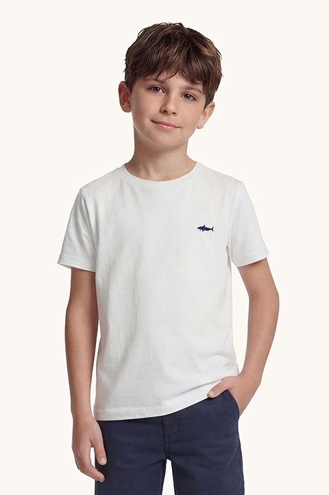 Cotton T‑shirt with Shark embroidery