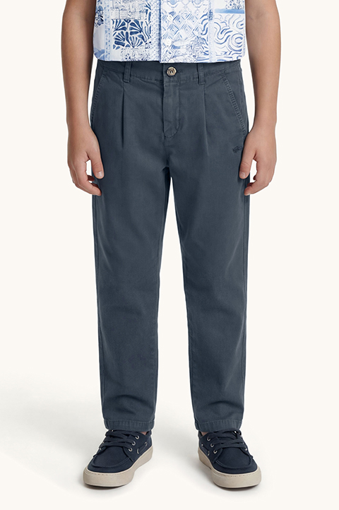 Pleated cotton trousers