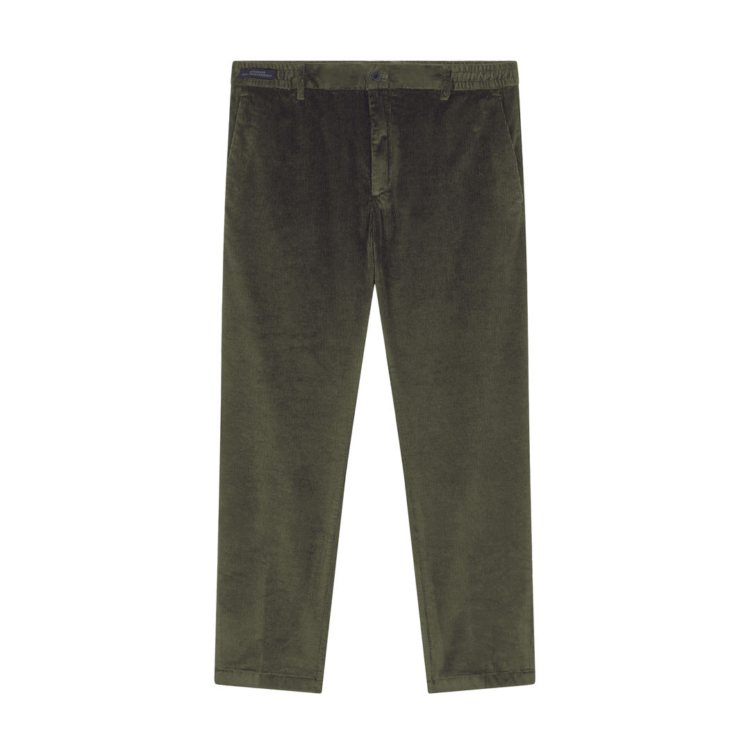 Paul & Shark Velvet Chino Trousers In Green