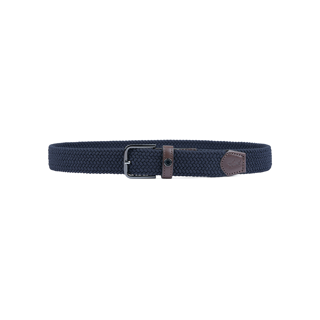 Paul & Shark Leather Trimmed Elastic Belt In Blue
