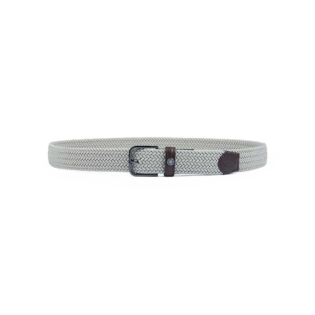 Paul & Shark Leather Trimmed Elastic Belt In Gray