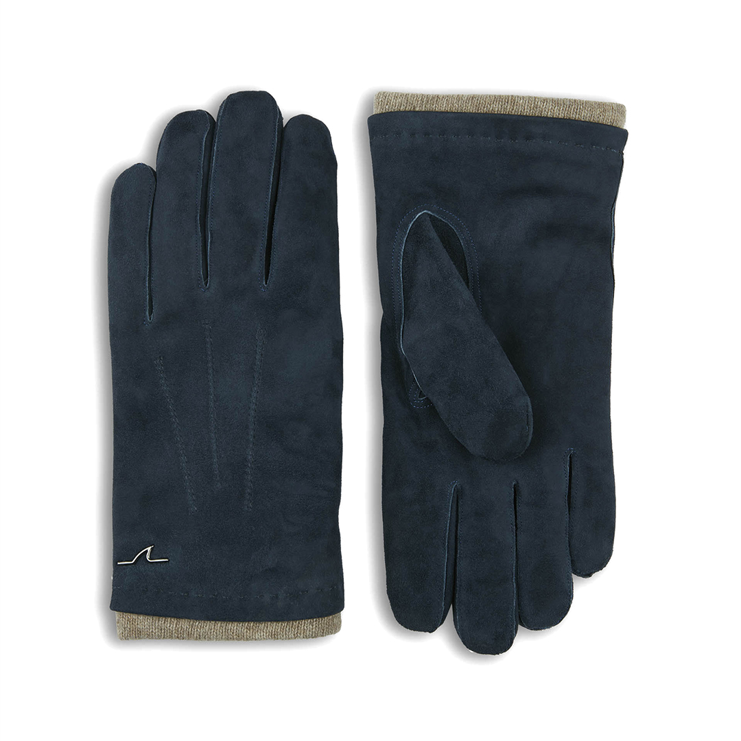 Paul & Shark Suede Gloves In Blue