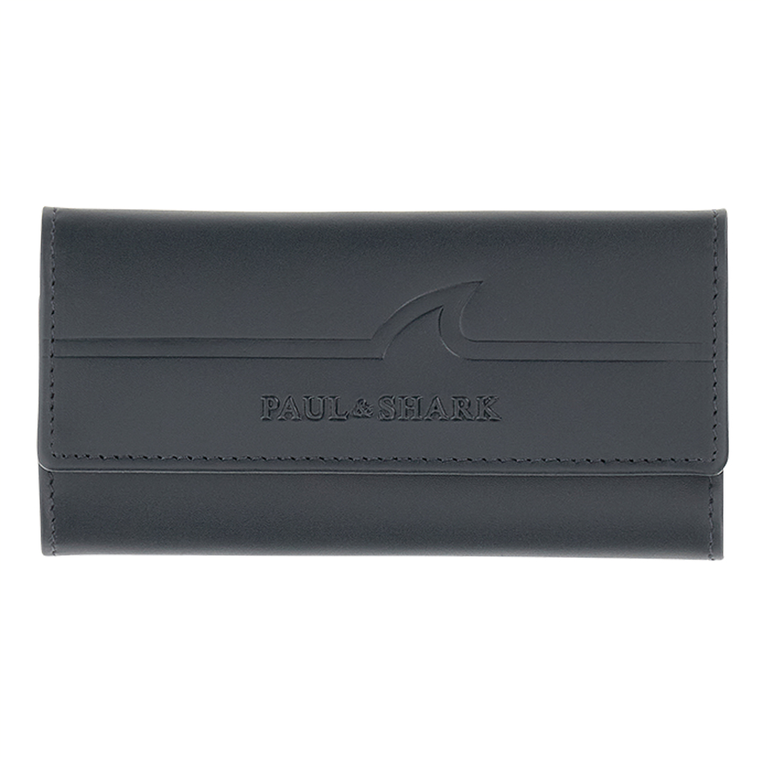 Portachiavi Fin embossed in pelle, Uomo, BLU DAMA, Taglia: TGU