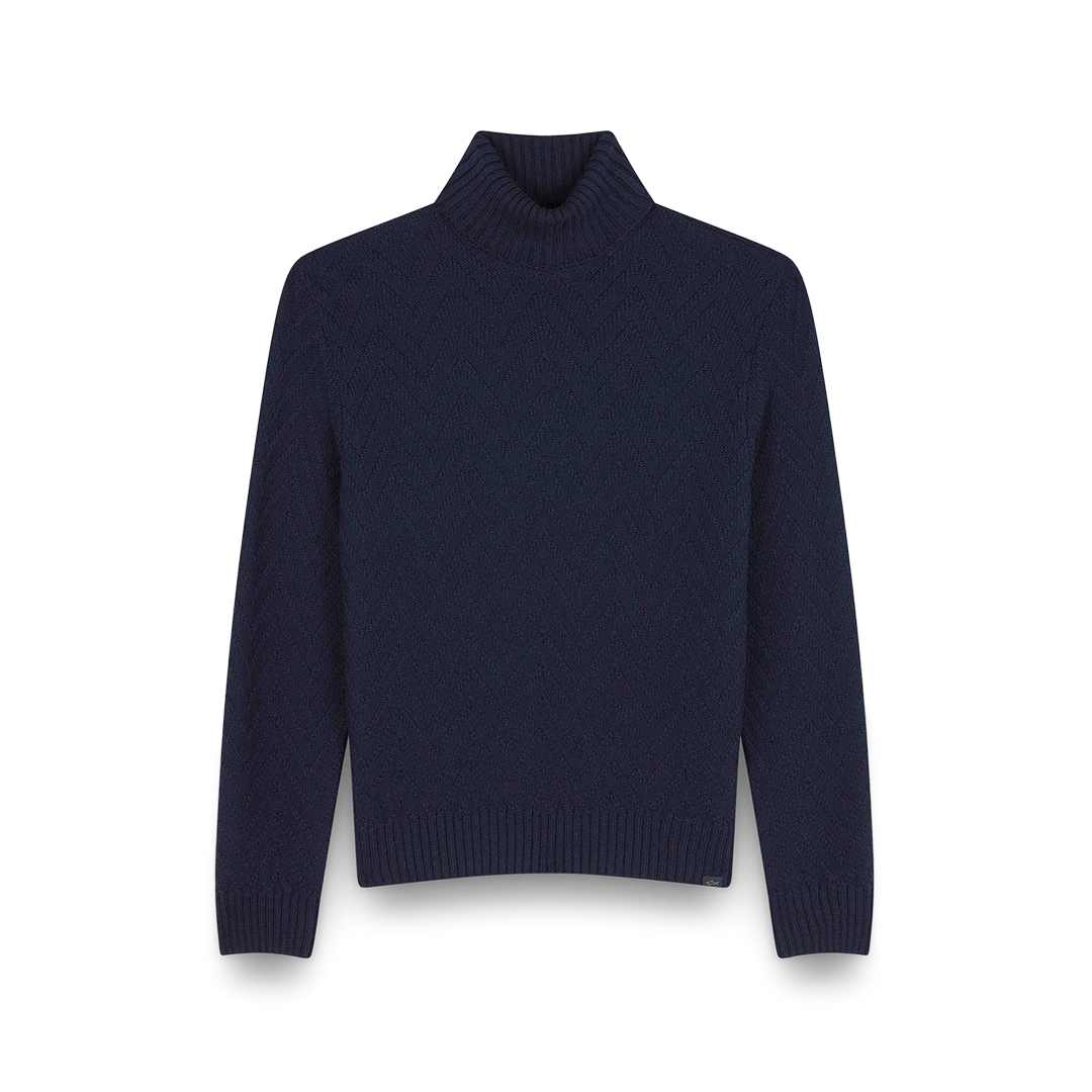 Paul & Shark Merino Wool Turtleneck Sweater In Blue