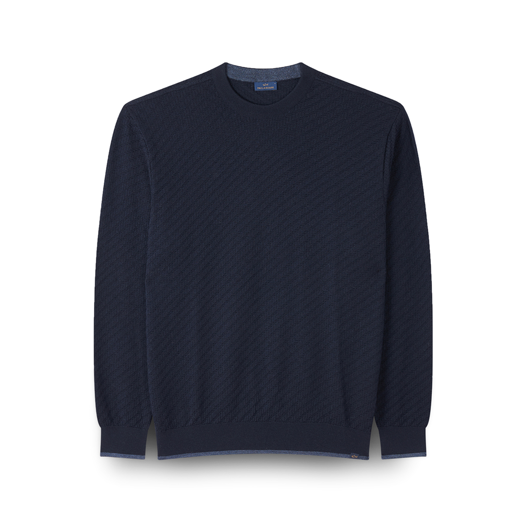 Paul & Shark Merino Extrafine Wool Crewneck Sweater In Blue