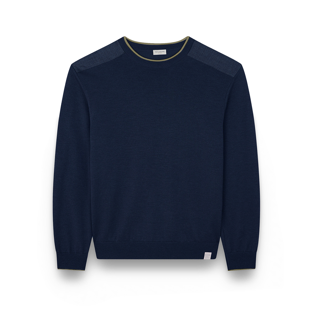 Paul & Shark Merino Extrafine Crewneck Sweater In Blue