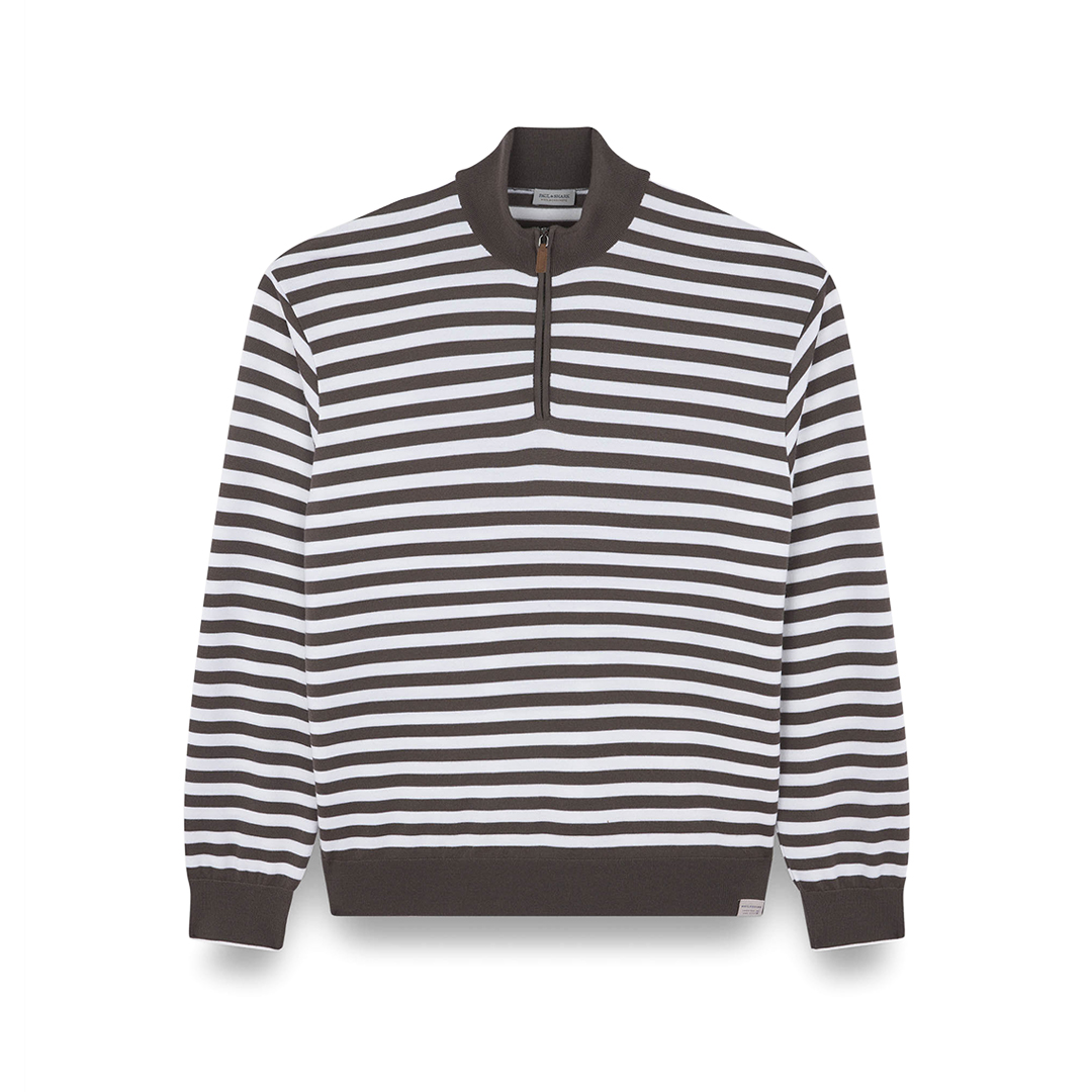 Paul & Shark Striped Wool Cashmere Half Zip Sweater