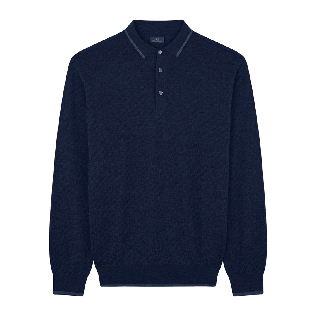 Paul & Shark Merino Extrafine Polo Shirt In Blue