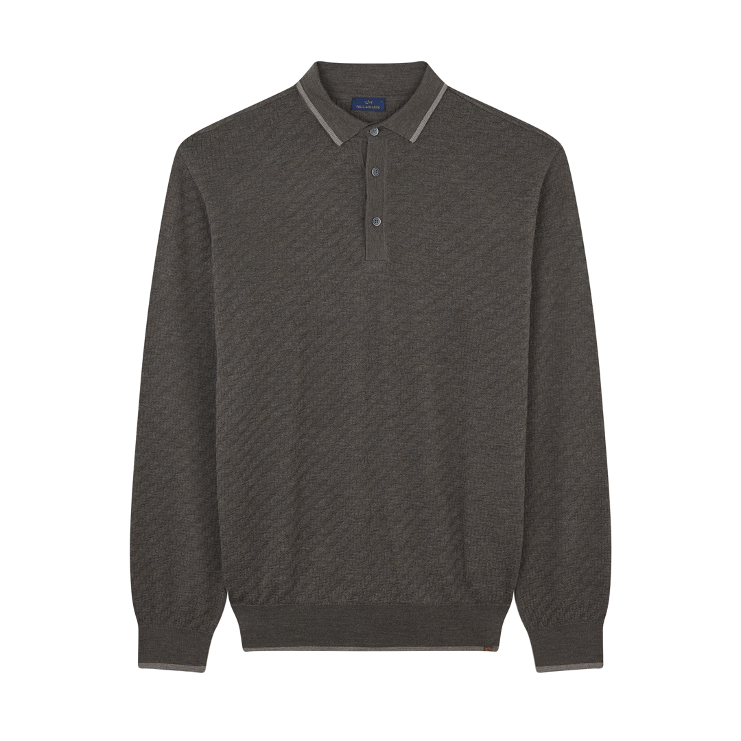 Paul & Shark Merino Extrafine Polo Shirt In Gray