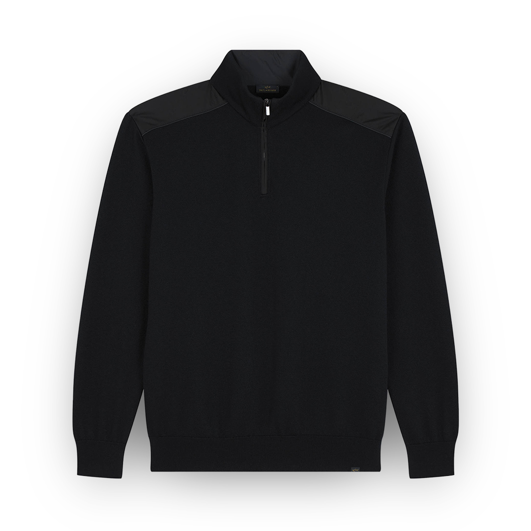 Paul & Shark Soft Cool Touch Wool Half Zip Sweater With Typhoon® Platinum Details In Black