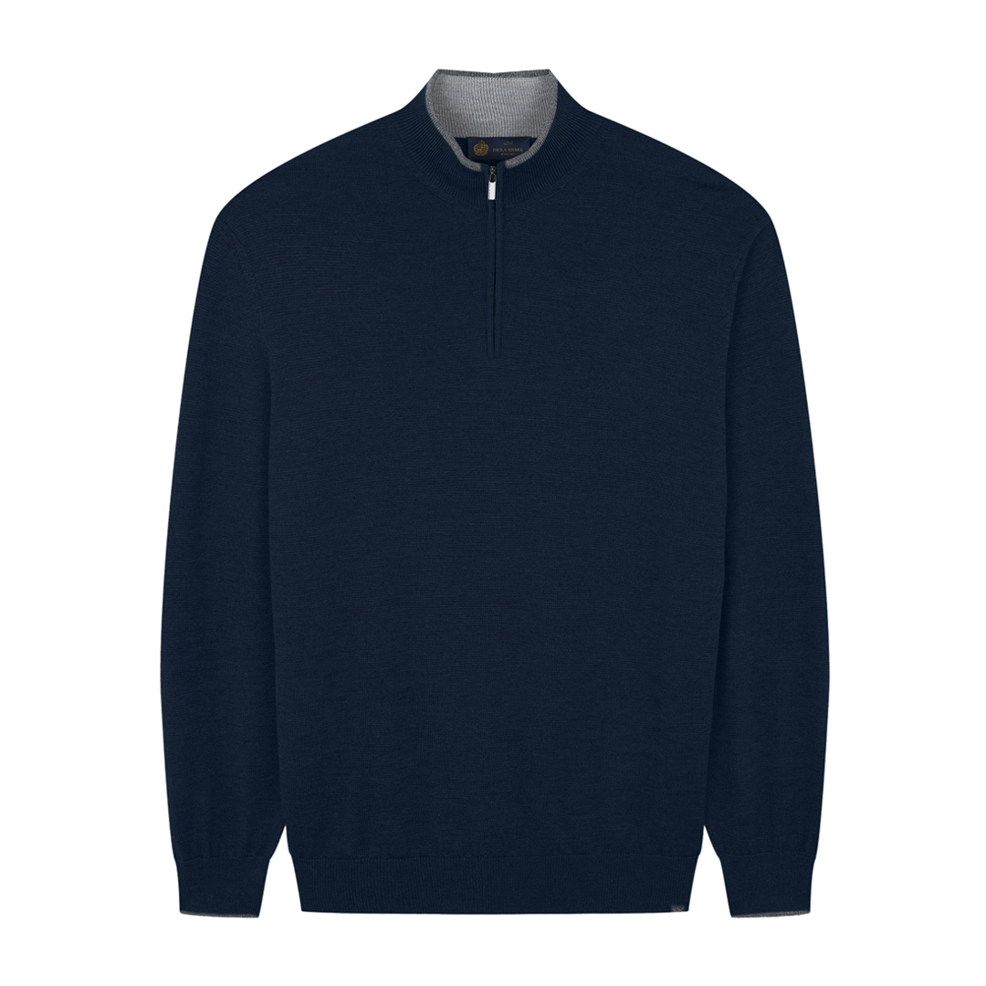 Paul & Shark Wool Silk Half Zip Sweater In Blue