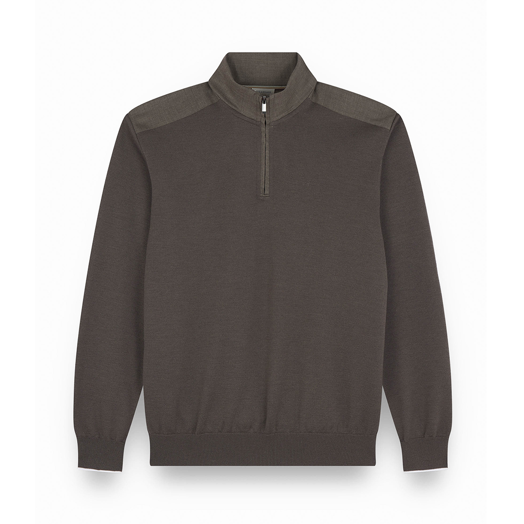 Paul & Shark Riviera Metal Shark Fin Merino Extrafine Half Zip Sweater In Green