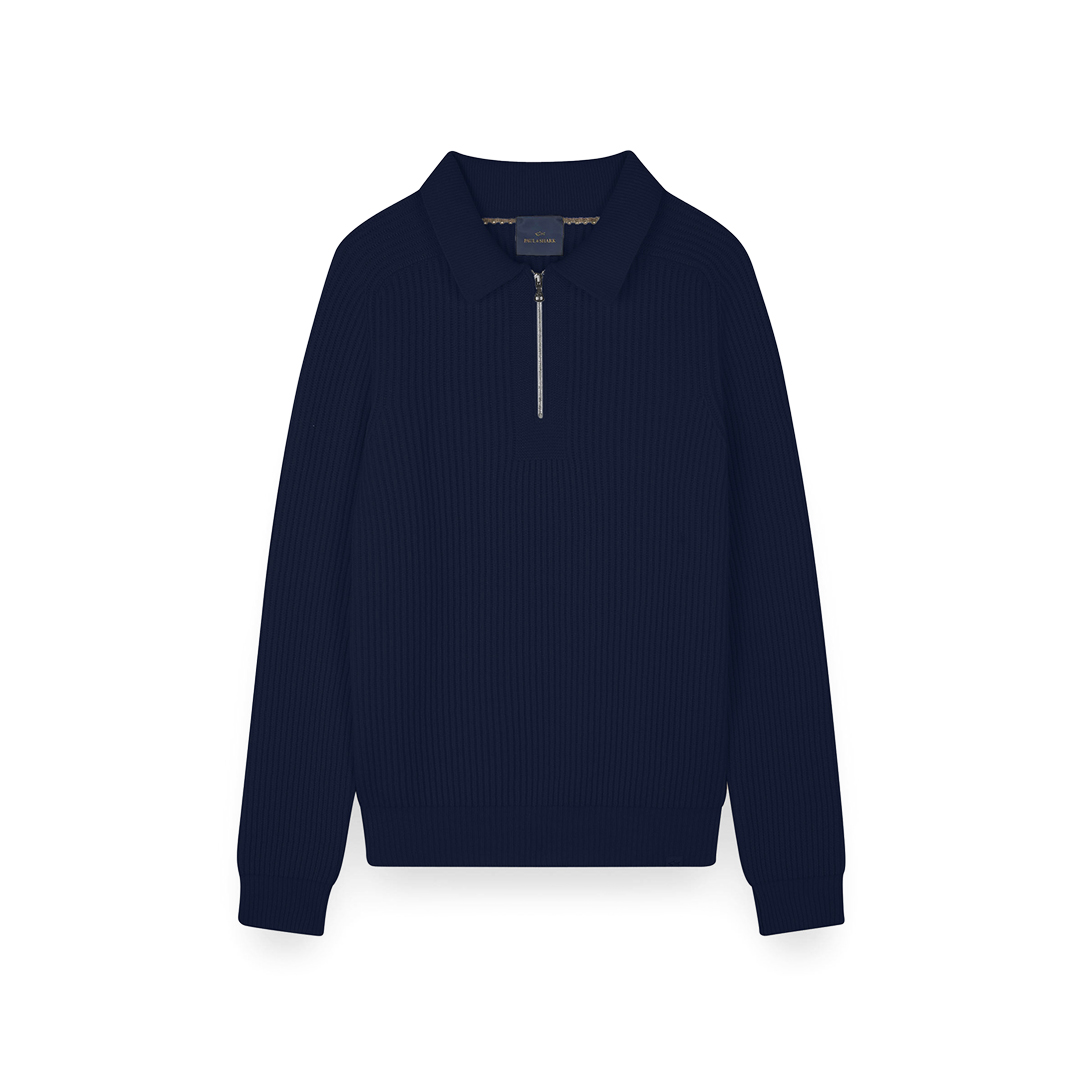 Paul & Shark Zipped Re-wool Polo Shirt In Blue