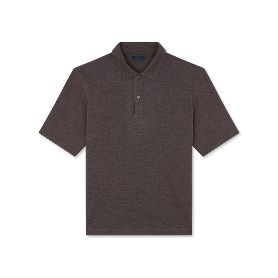 Paul & Shark Merino Extrafine Polo Shirt In Brown
