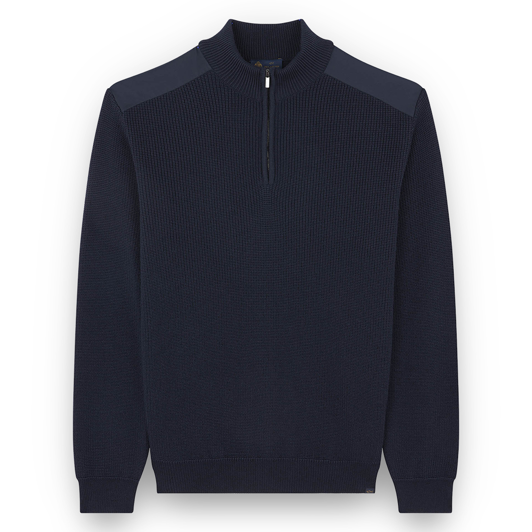 Paul & Shark Wool Silk Half Zip Sweater With Typhoon® Silk In Blue