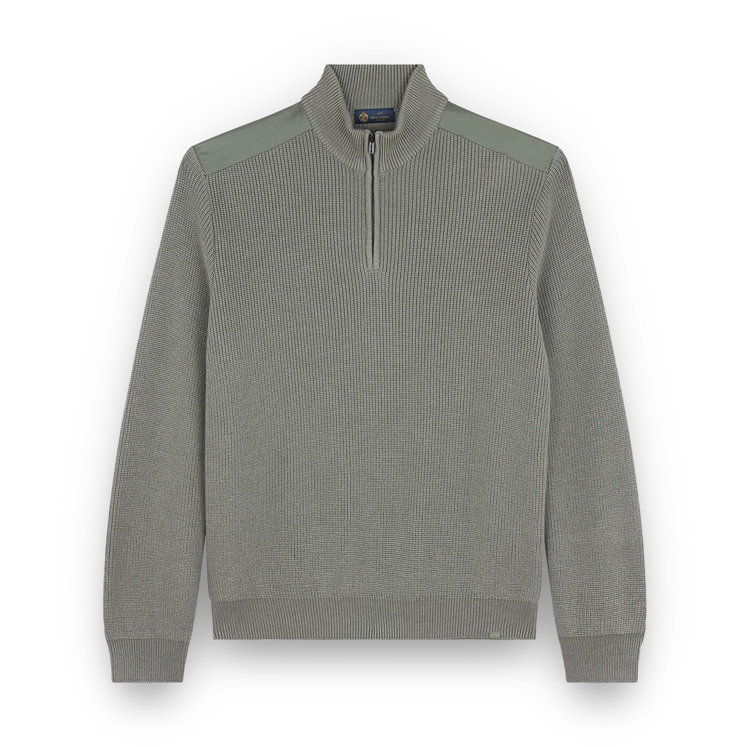 Paul & Shark Wool Silk Half Zip Sweater With Typhoon® Silk In Green