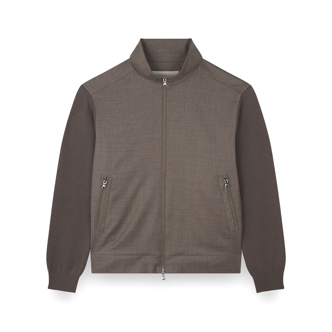 Paul & Shark Merino Wool Hybrid Zip-up Cardigan In Green