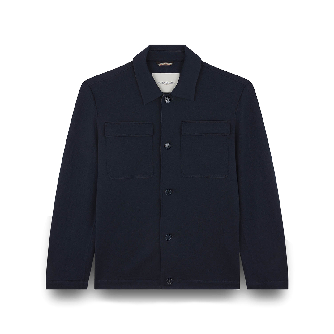 Paul & Shark Merino Extrafine Wool Overshirt In Blue
