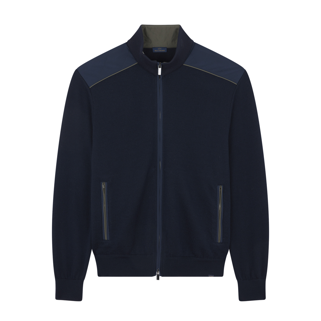 Paul & Shark Soft Cool Touch Wool Zip-up Sweater With Typhoon® Platinum Details In Black