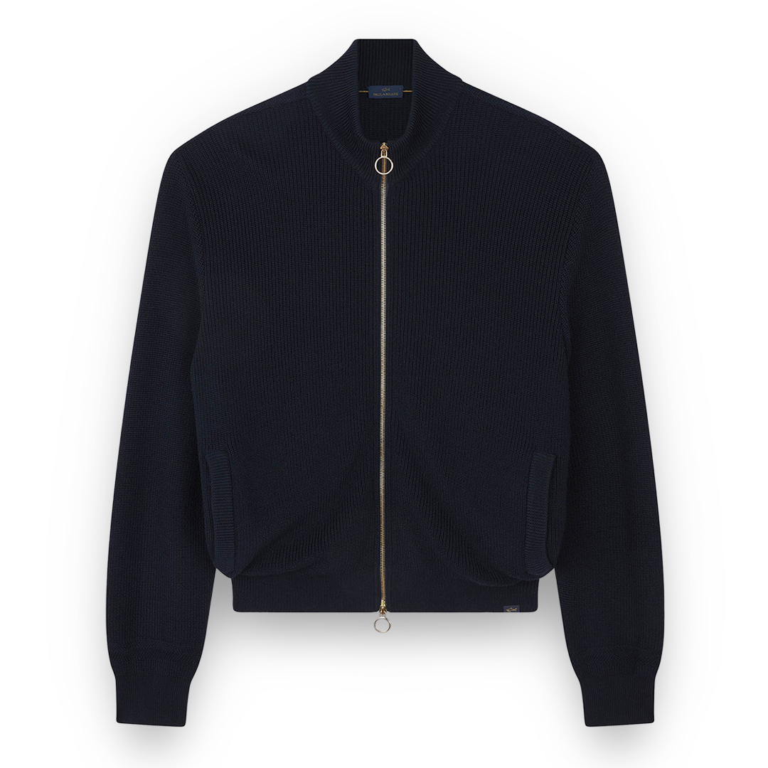 Paul & Shark Zip-up Cardigan In Tech Wool
