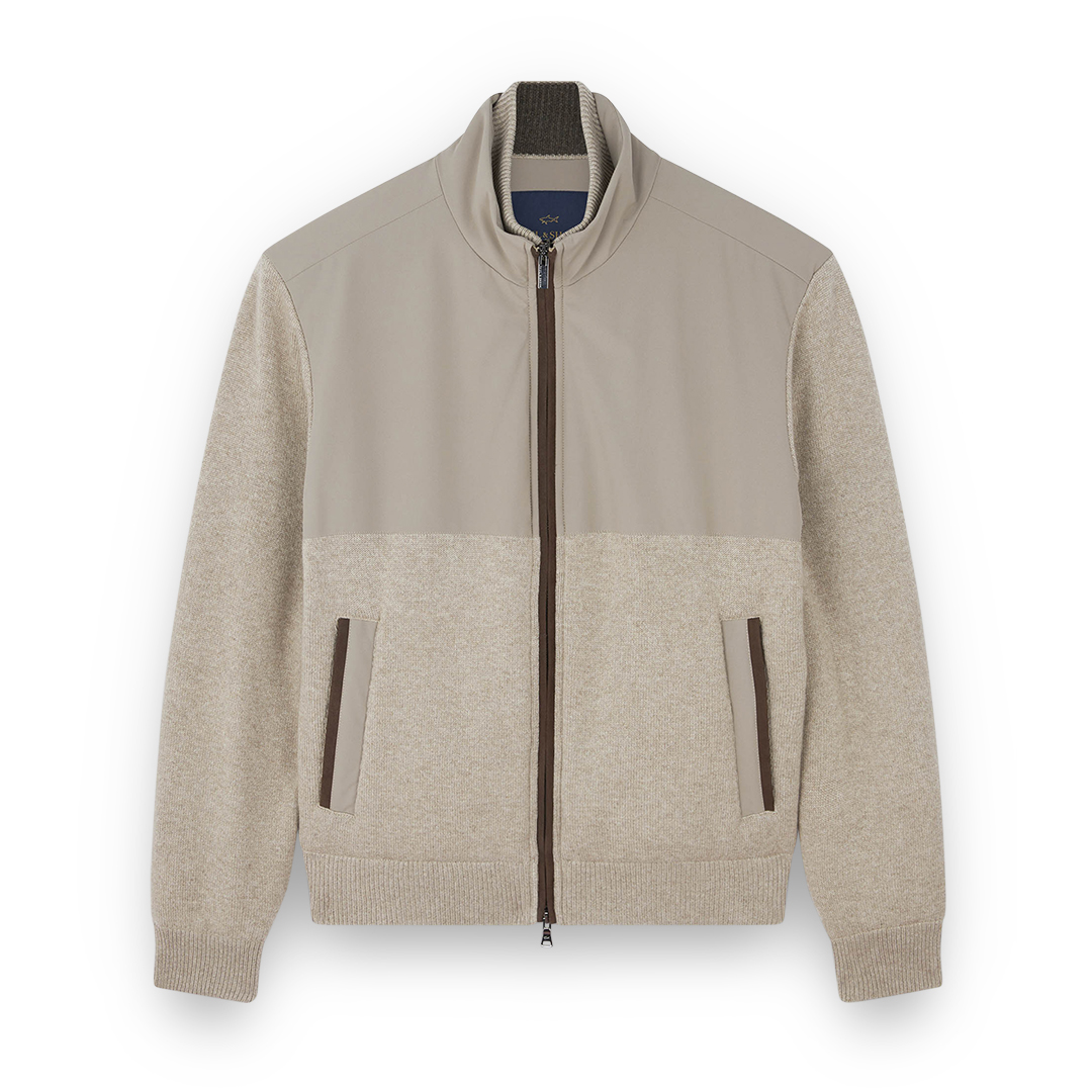 Paul & Shark Hybrid Jacket In Wool And Cashmere With Suede And Typhoon® Re-4x4 Stretch Details In Brown