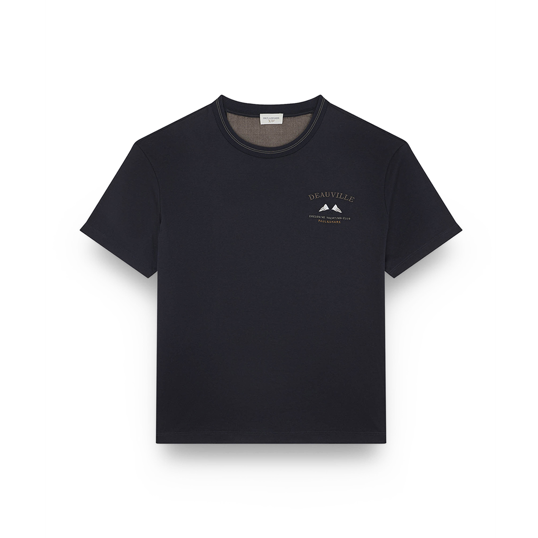 Paul & Shark X-soft Interlock Cotton T-shirt With Embroidery In Black