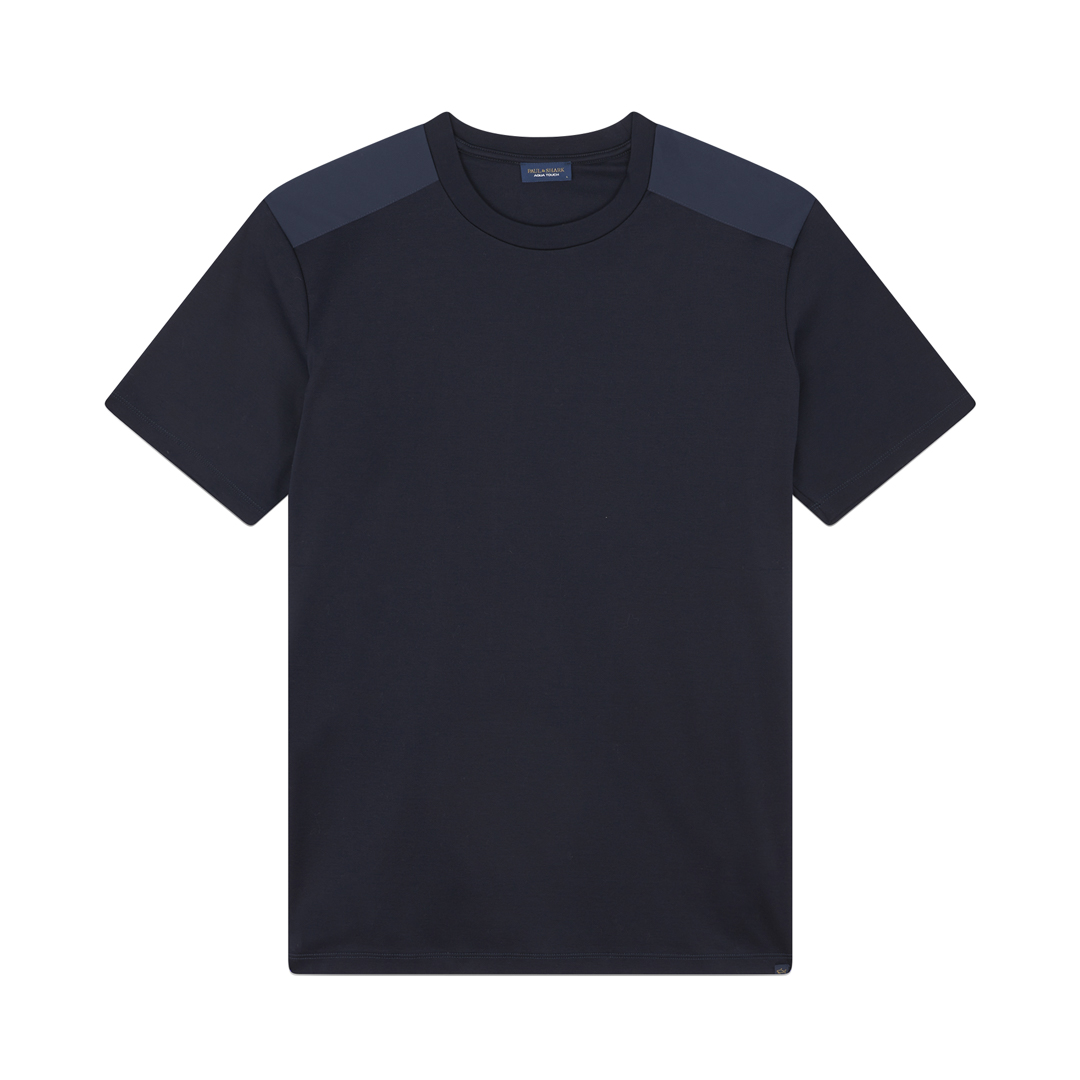 Paul & Shark Aqua Touch Cotton T-shirt With Typhoon® Re-4x4 Stretch Details In Blue
