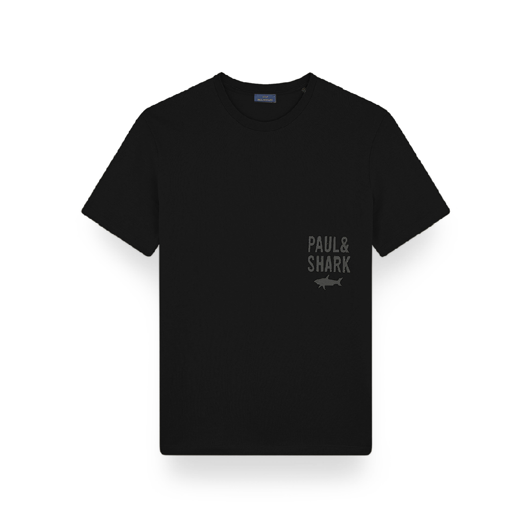 Paul & Shark Cotton Jersey T-shirt With Logo Embroidery In Black