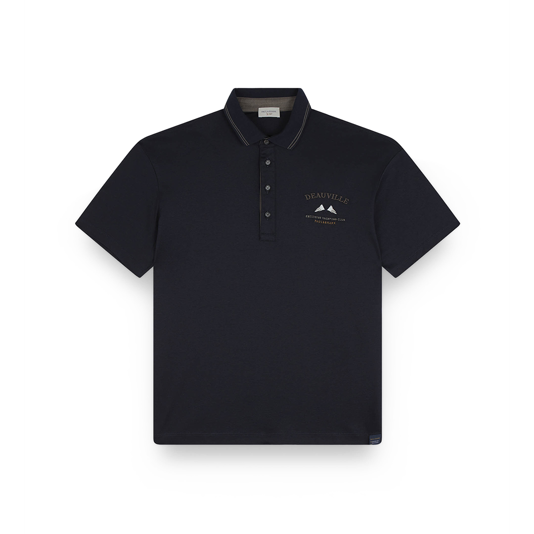 Paul & Shark X-soft Interlock Cotton Polo Shirt With Embroidery In Blue