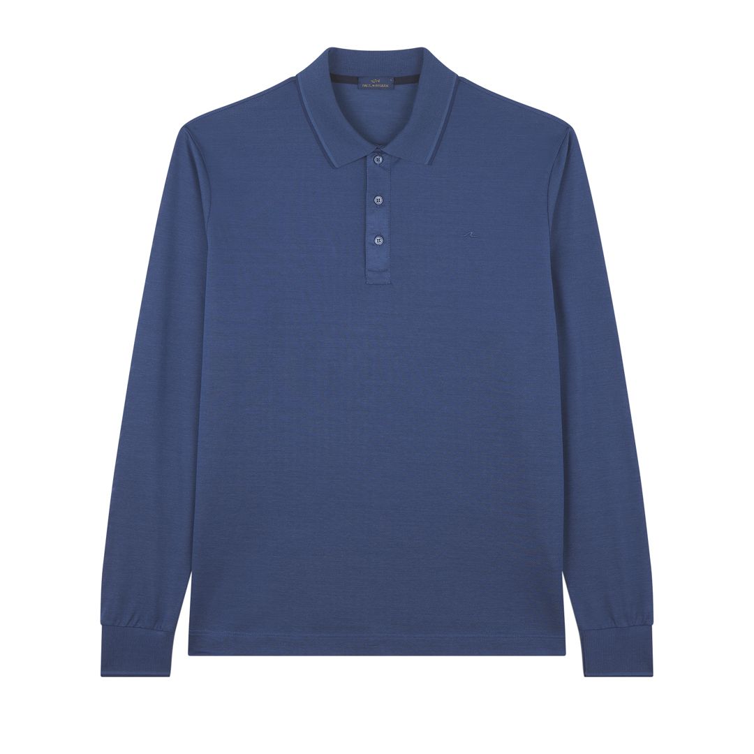Paul & Shark Two-tone Piqué Cotton Polo Shirt With Shark Fin Embroidery In Blue