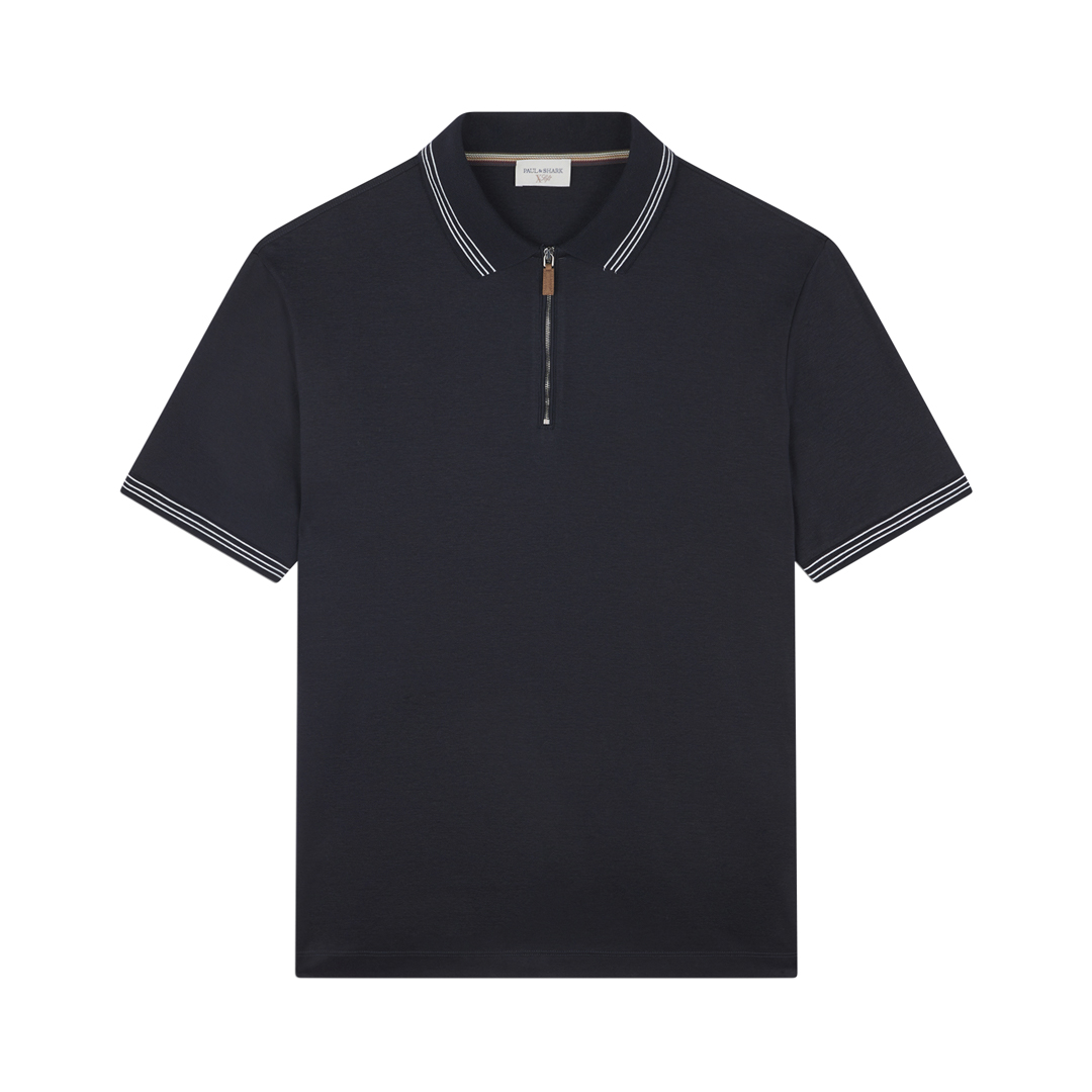 Paul & Shark X-soft Interlock Cotton Polo Shirt With Striped Profiles In Multi