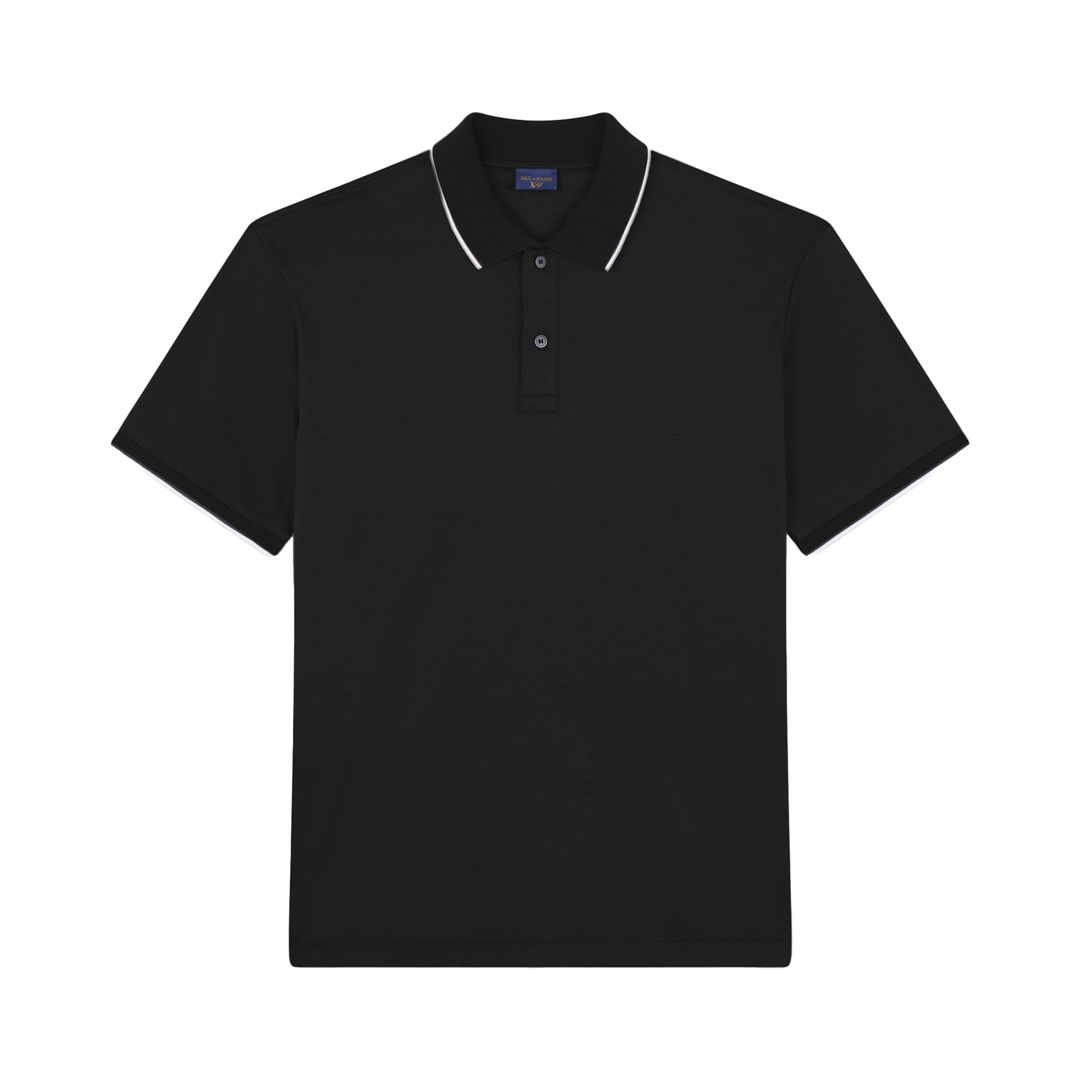 Paul & Shark X-soft Interlock Cotton Polo Shirt With Contrast Profiles In Black